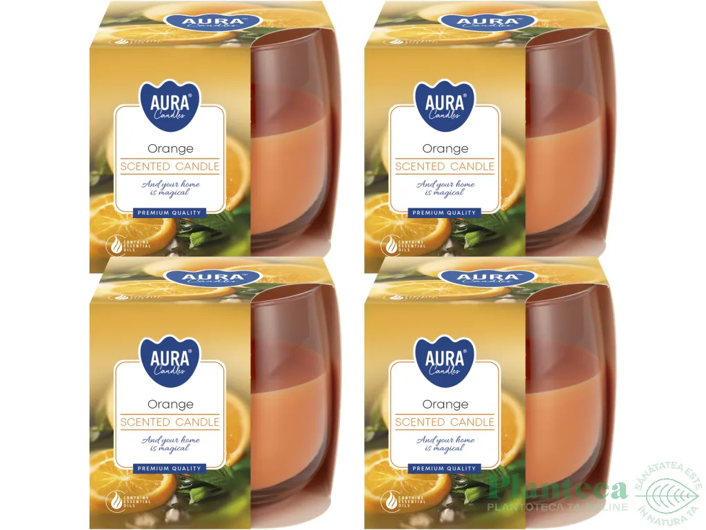 Set 4x Lumanari parfumate pahar 24h portocala 130g - AURA