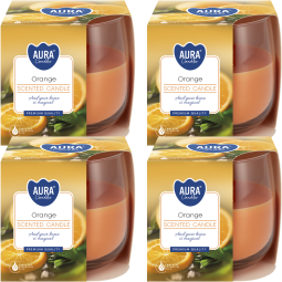Set 4x Lumanari parfumate pahar 24h portocala 130g - AURA