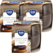 Set 3x Lumanari parfumate pahar 24h ciocolata orange 130g - AURA