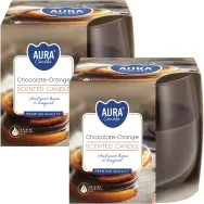 Set 2x Lumanari parfumate pahar 24h ciocolata orange 130g - AURA