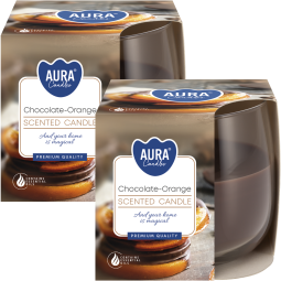 Set 2x Lumanari parfumate pahar 24h ciocolata orange 130g - AURA