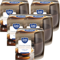 Set 5x Lumanari parfumate pahar 24h ciocolata orange 130g - AURA