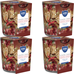 Set 4x Lumanari parfumate pahar imprimat 22h cinnamon cloves 100g - AURA