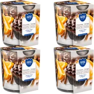 Set 4x Lumanari parfumate pahar imprimat 22h ciocolata orange 100g - AURA