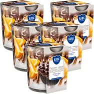 Set 5x Lumanari parfumate pahar imprimat 22h ciocolata orange 100g - AURA