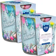 Set 2x Lumanari parfumate pahar imprimat 22h Let's celebrate 100g - AURA