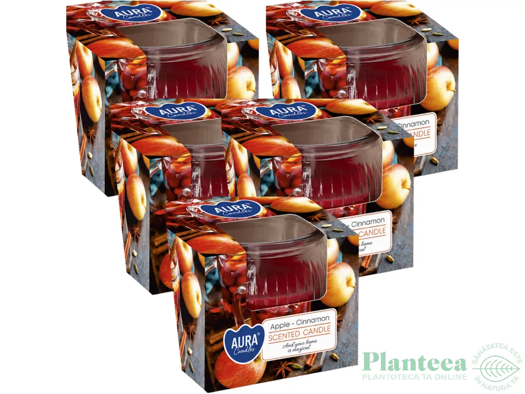 Set 5x Lumanari parfumate pahar 18h Mar Scortisoara 80g - AURA