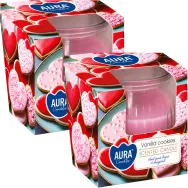 Set 2x Lumanari parfumate pahar 18h prajituri vanilie 80g - AURA