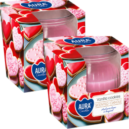 Set 2x Lumanari parfumate pahar 18h prajituri vanilie 80g - AURA