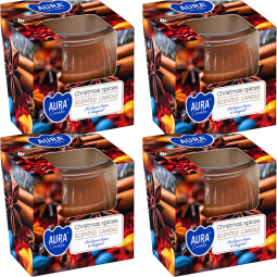 Set 4x Lumanari parfumate pahar 18h Christmas spices 80g - AURA