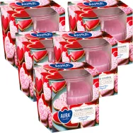 Set 5x Lumanari parfumate pahar 18h prajituri vanilie 80g - AURA