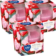 Set 3x Lumanari parfumate pahar 18h prajituri vanilie 80g - AURA
