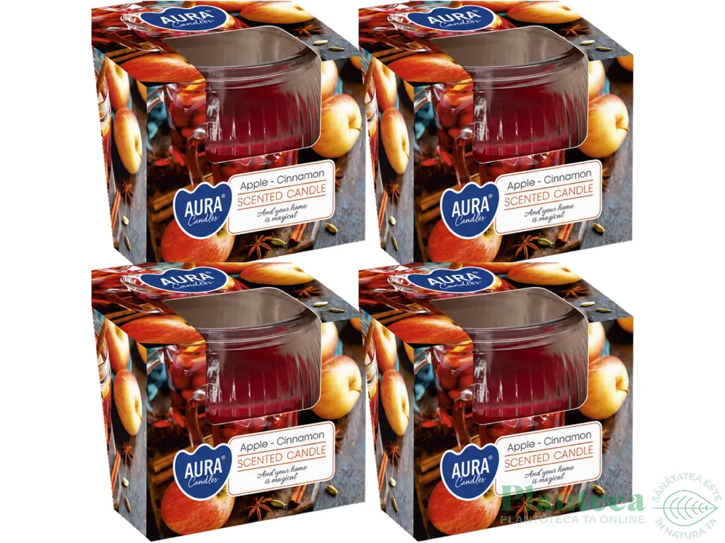 Set 4x Lumanari parfumate pahar 18h Mar Scortisoara 80g - AURA