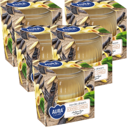 Set 5x Lumanari parfumate pahar 18h Vanilla Dream 80g - AURA