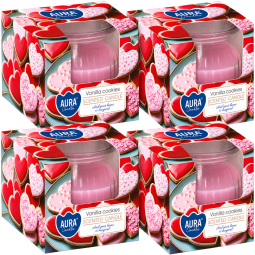 Set 4x Lumanari parfumate pahar 18h prajituri vanilie 80g - AURA