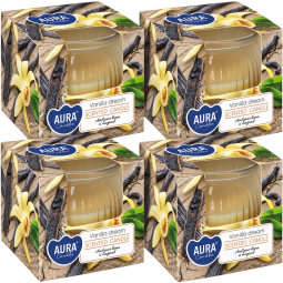Set 4x Lumanari parfumate pahar 18h Vanilla Dream 80g - AURA