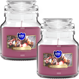 Set 2x Lumanari parfumate borcan cu capac 28h Vin fiert 120g - AURA
