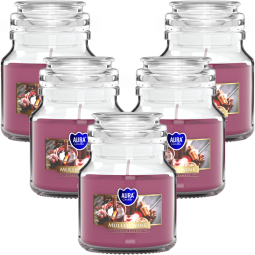 Set 5x Lumanari parfumate borcan cu capac 28h Vin fiert 120g - AURA