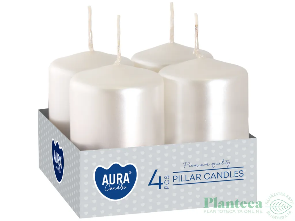 Lumanari ornamentale stalp 7h alb perlat 4b - AURA
