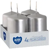 Lumanari ornamentale stalp 7h argintiu 4b - AURA