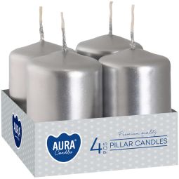 Lumanari ornamentale stalp 7h argintiu 4b - AURA