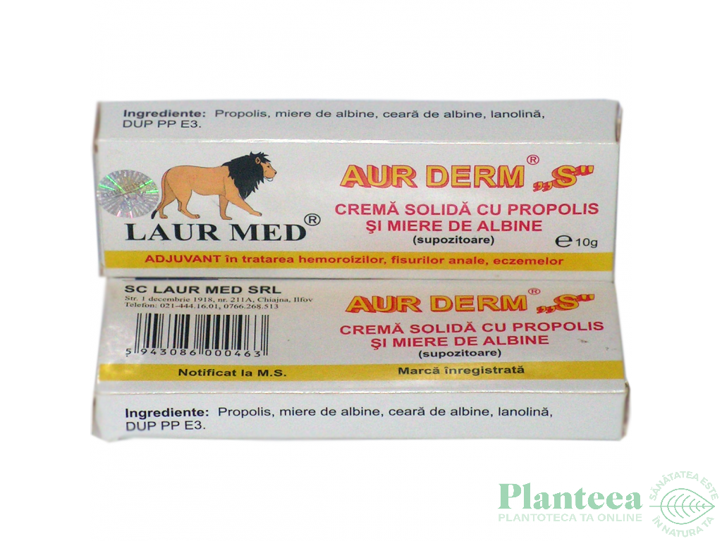 Supozitoare propolis miere Aur Derm S 10x1,5g - LAUR MED