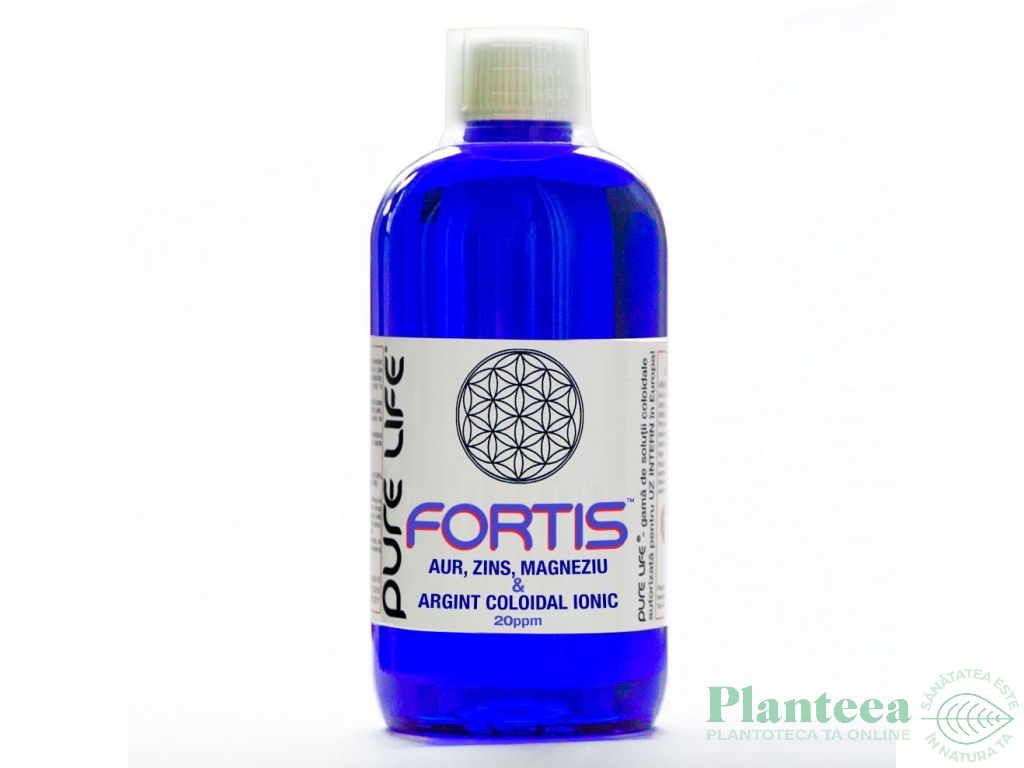 Aur zinc magneziu argint coloidal 20ppm Fortis 480ml - PURE LIFE