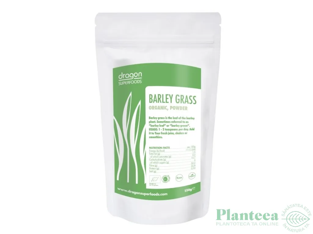 Pulbere orz verde raw bio 150g - DRAGON SUPERFOODS