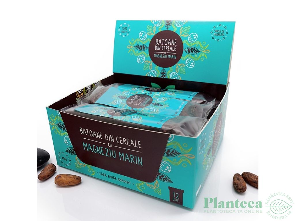Baton cereale cacao magneziu marin fara zahar 40g - SWEETERIA