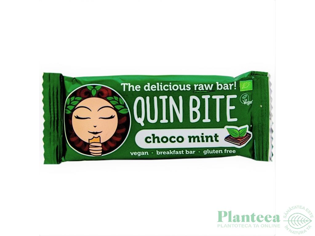 Baton raw delicios ciocolata menta bio 30g - QUIN BITE