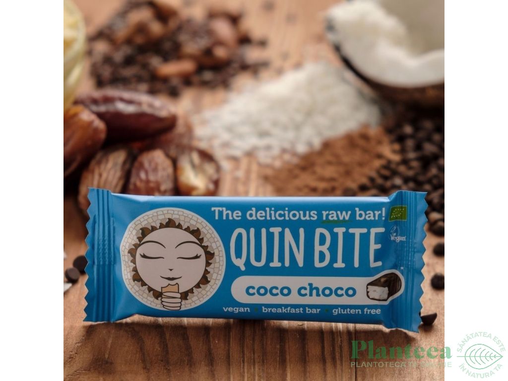 Baton raw delicios cocos ciocolata bio 30g - QUIN BITE