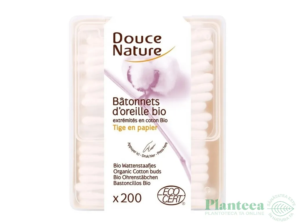 Betisoare urechi bumbac organic adulti 200b - DOUCE NATURE