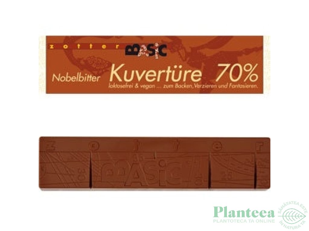 Ciocolata neagra 70%cacao kuverture eco 130g - ZOTTER