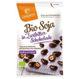 Boabe soia invelite in ciocolata amaruie eco 50g - LANDGARTEN
