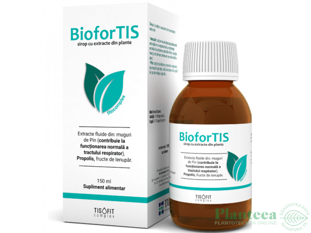 Sirop fitocomplex muguri pin propolis ienupar BioforTis TisoFit 150ml - TIS