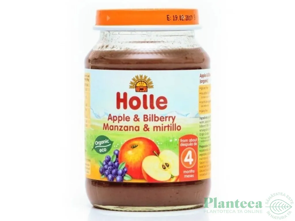 Piure mere afine bebe +4luni eco 190g - HOLLE