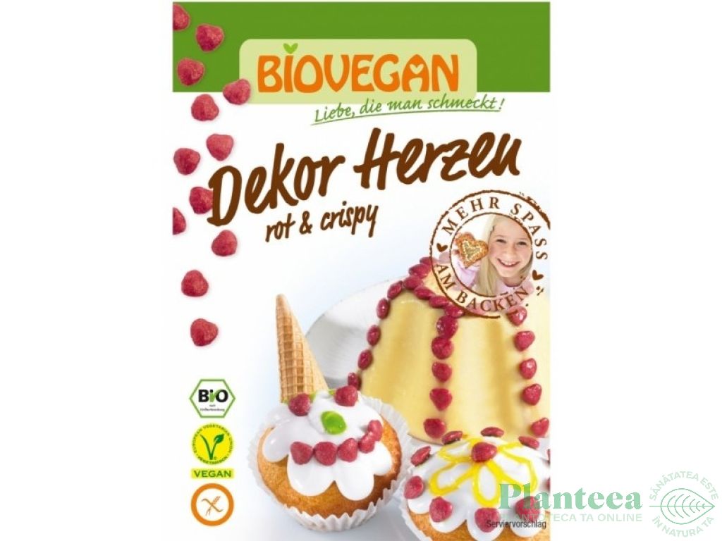 Inimioare rosii decorare dulciuri eco 35g - BIOVEGAN