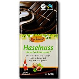 Ciocolata amaruie 55% alune xylitol 100g - BIRKENGOLD