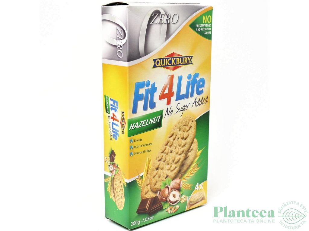 Biscuiti Fit4Life alune ciocolata fara zahar 200g - QUICKBURY