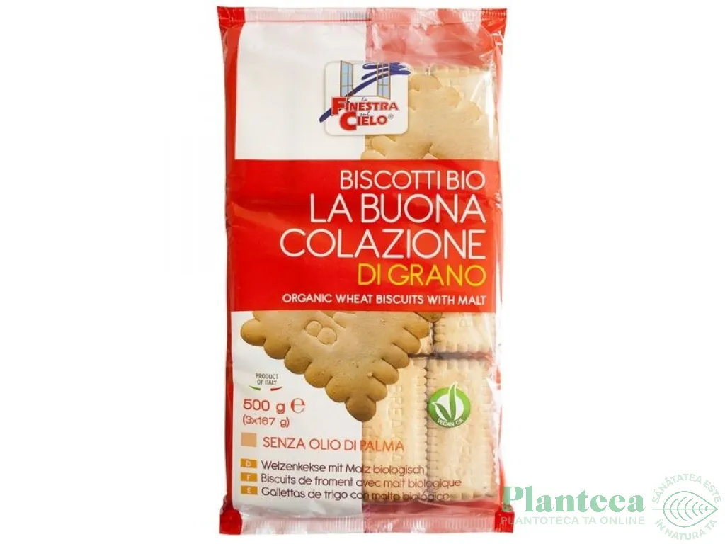 Biscuiti vegani grau mic dejun bio 500g - LA FINESTRA SUL CIELO
