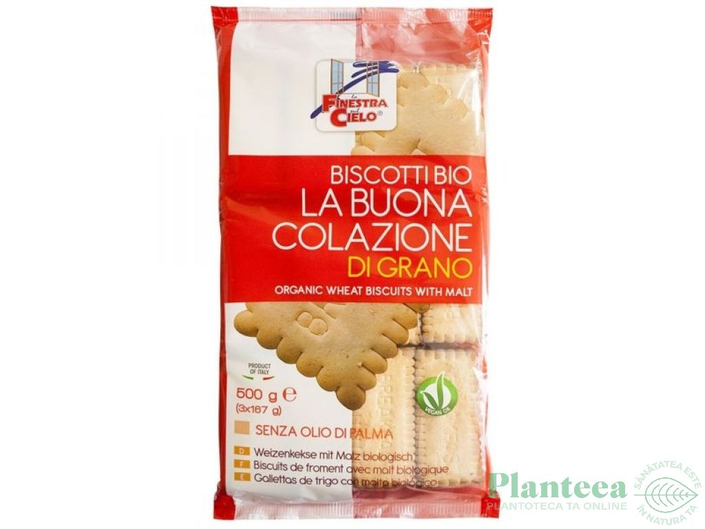 Biscuiti vegani grau mic dejun bio 500g - LA FINESTRA SUL CIELO