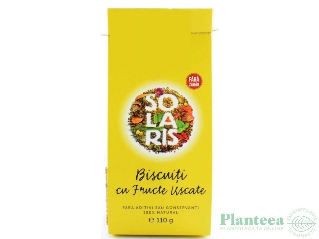 Biscuiti integrali fructe uscate fara zahar 110g - SOLARIS