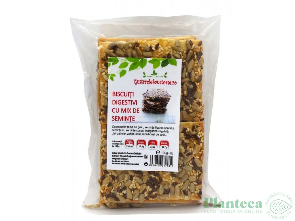 Biscuiti digestivi mix seminte 100g - GREEN SENSE