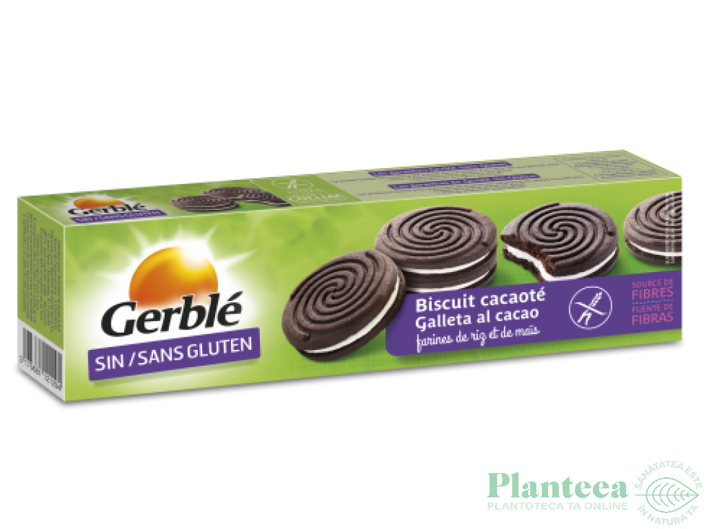 Biscuiti dubli cacao crema vanilie fara gluten 125g - GERBLE