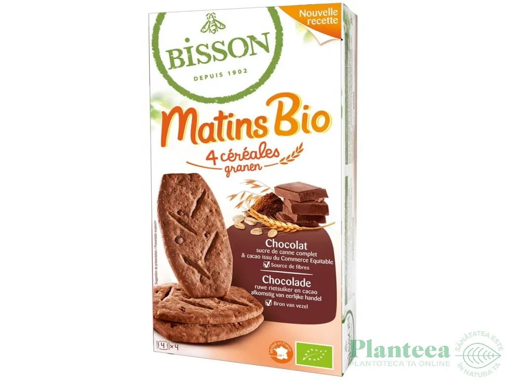 Biscuiti mic dejun 4cereale ciocolata eco 200g - BISSON