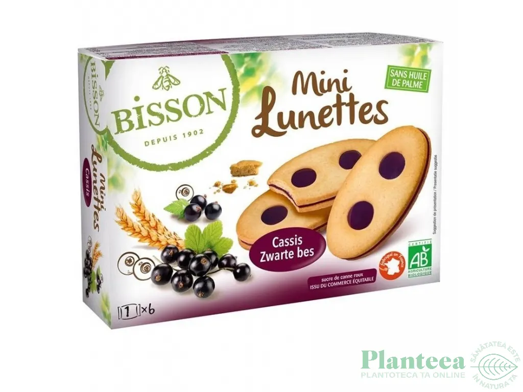 Biscuiti mini ochelari coacaze negre eco 175g - BISSON
