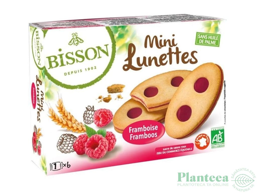 Biscuiti mini ochelari zmeura eco 175g - BISSON