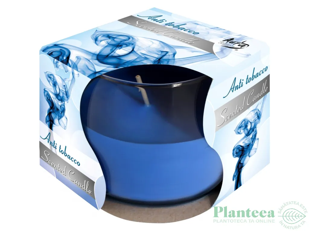 Lumanare parfumata pahar 24h antitabac 130g - AURA