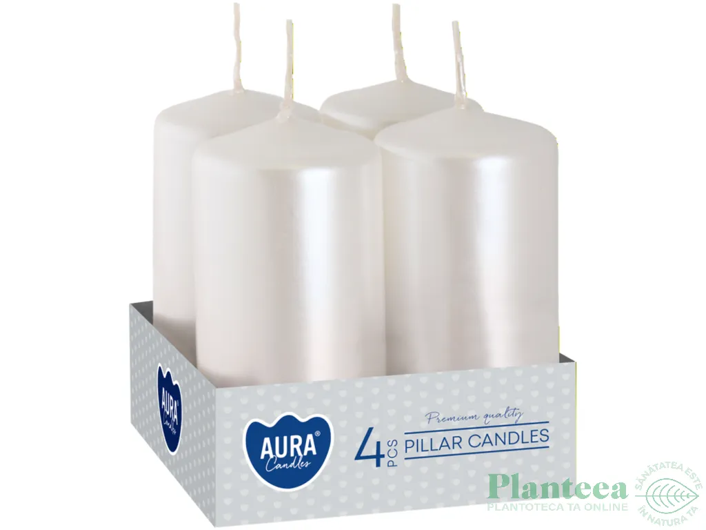 Lumanari ornamentale stalp 9h alb perlat 4b - AURA