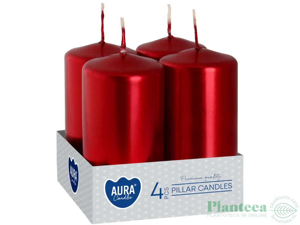 Lumanari ornamentale stalp 9h rosu metalizat 4b - AURA